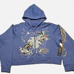 Ed Hardy Zip Hoodie 1X “Love Kills Slowly” Back Graphic Y2K NWT